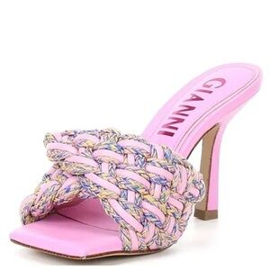 GIANNA BINI BIBBY WOVEN LEATHER CORDED SANDALS